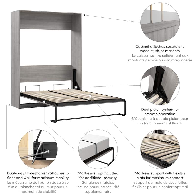 Claremont 59W Space-Saving Full Size Murphy Bed by Bestar