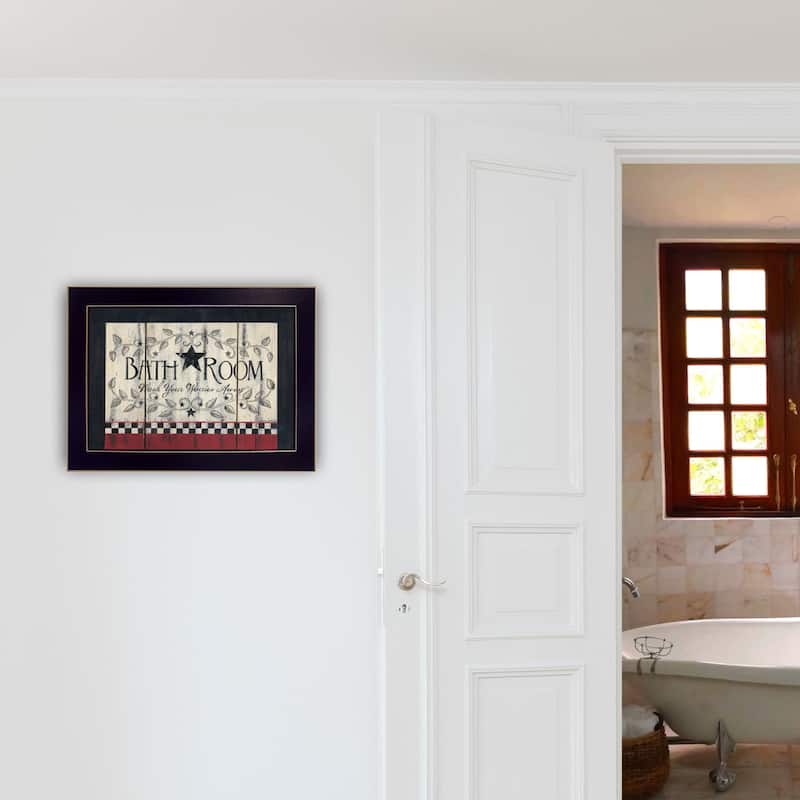 TrendyDecor4U Traditional "Bathroom" Framed Print Wall Art by Linda Spivey - Black /Tax