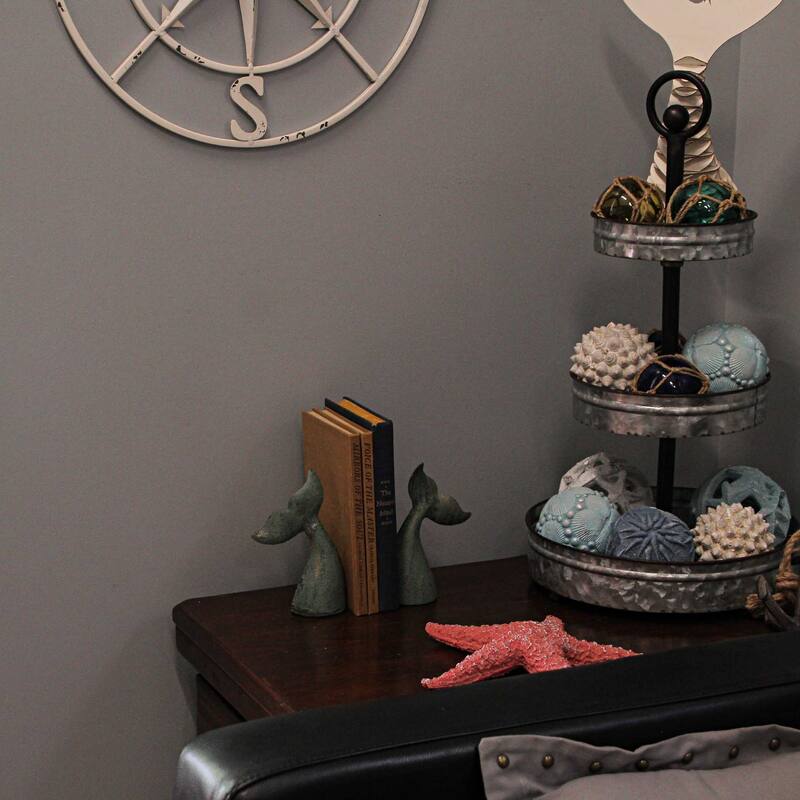 Zeckos Verdigris Green Cast Iron Whale Tail Bookends (Set Of 2) - 6.5 X 4 X 1.5 inches