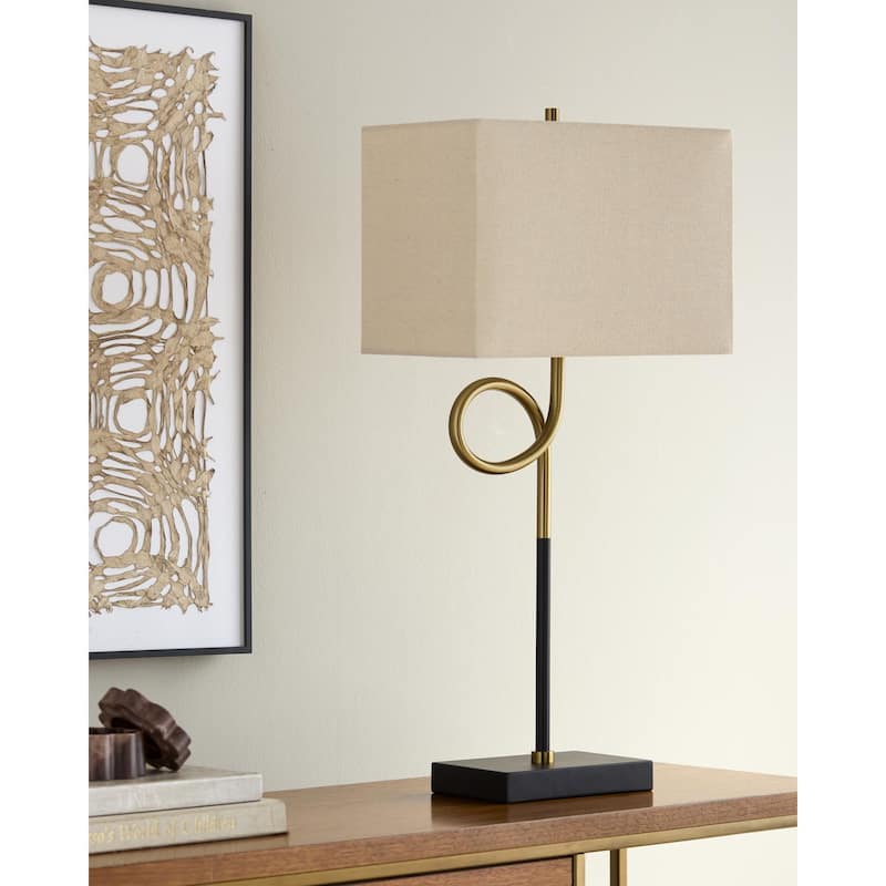 Livabliss Manila Traditional Accent Table Lamp - 29"H x 14"W x 8"D - Black/Nickel