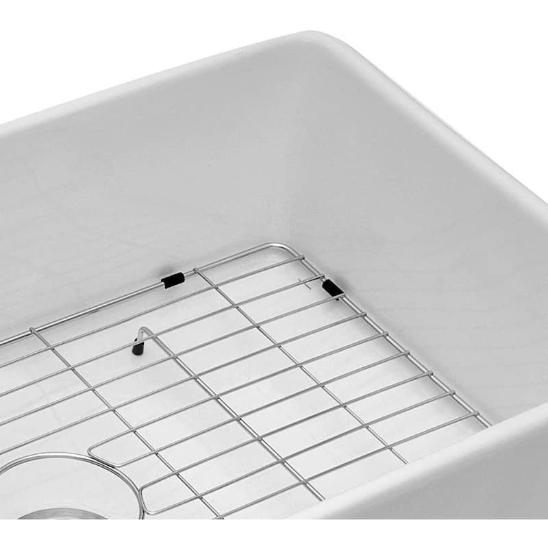 YASINU White Porcelain Farmhouse Apron Kitchen Sink - 30" W x 20" D