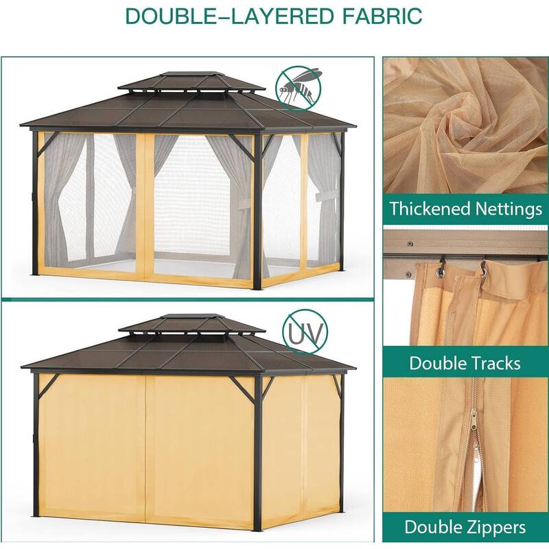 10' x 13' Patio Hardtop Heavy Duty Gazebo for Garden, Patios, Lawns - 10X13 Ft