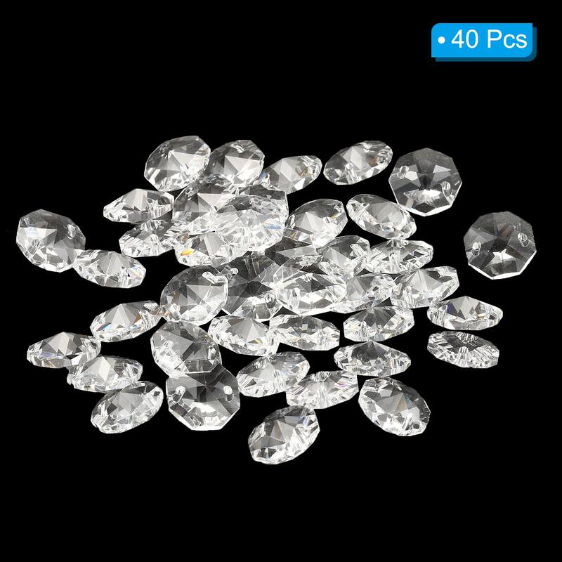 40Pcs 14mm Crystal Octagon Beads Chandelier Prisms Parts Hanging Beads