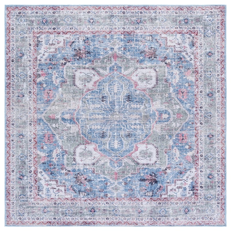 SAFAVIEH Vintage Heriz Pauwine Machine Washable Rug - Green/Blue - 6'7" Square