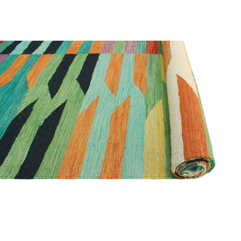 Modern Flatweave Abdalla Red/Black Rug - 5'10" x 7'11"