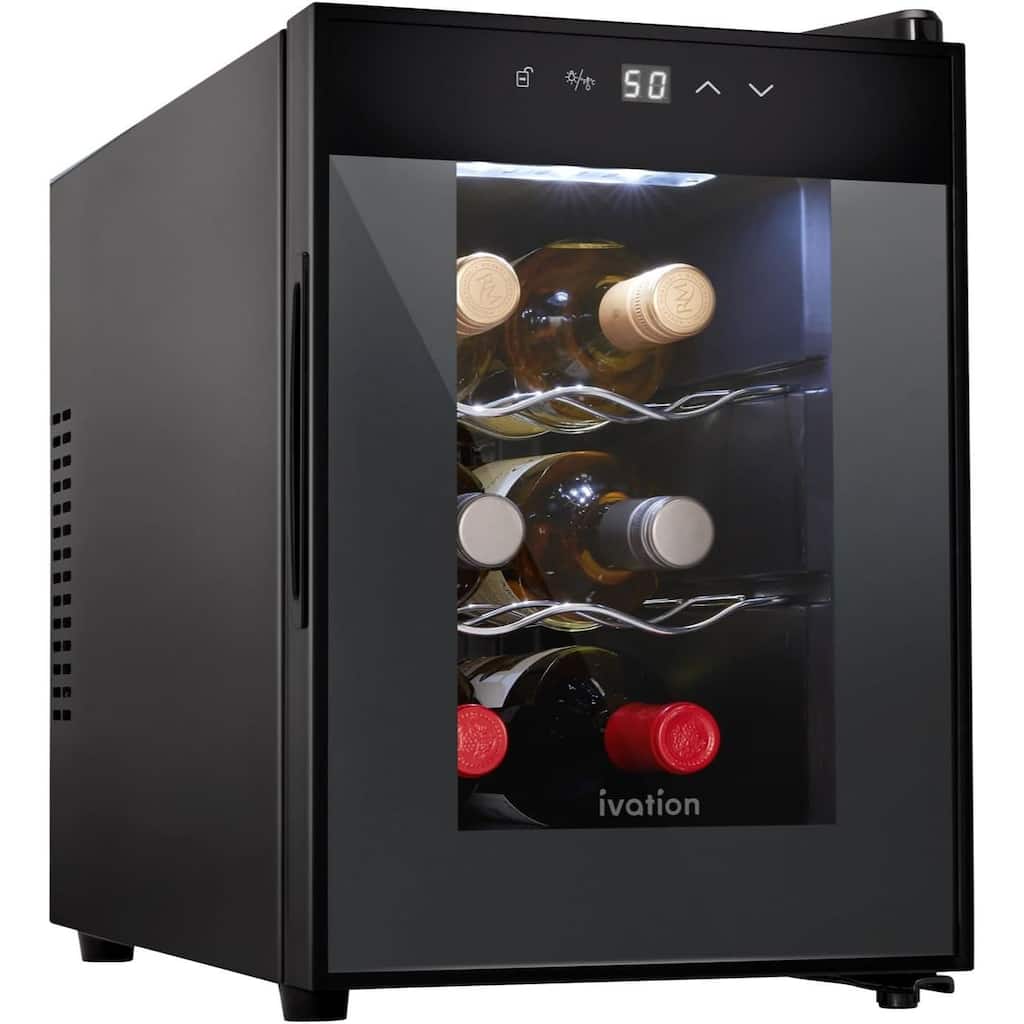 Ivation 6 Bottle Thermoelectric Wine Cooler, Quiet Freestanding Fridge