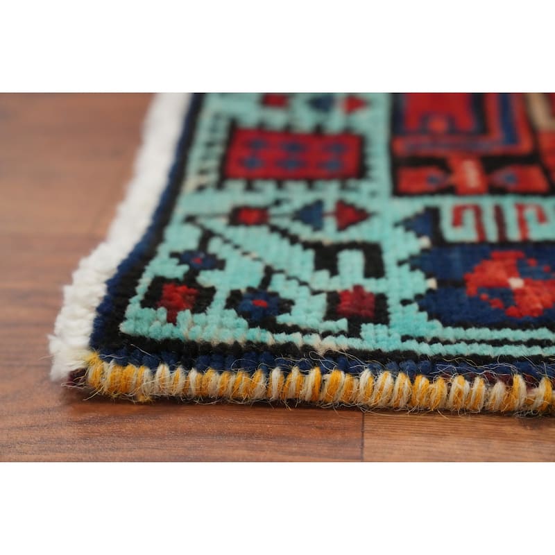 Hand Knotted Oriental 100% Wool Carpet Traditional Geometric Red Ardebil Runner Rug - 10' 8'' X 2' 10''