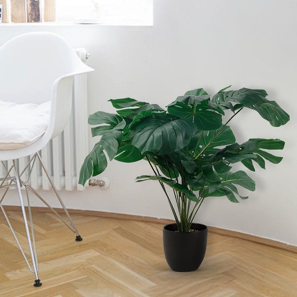 Artificial Potted Plants 24" Fake Plants Green Realistic Faux Plants for  Home Office - Split-leaf - Bed Bath & Beyond - 42806138