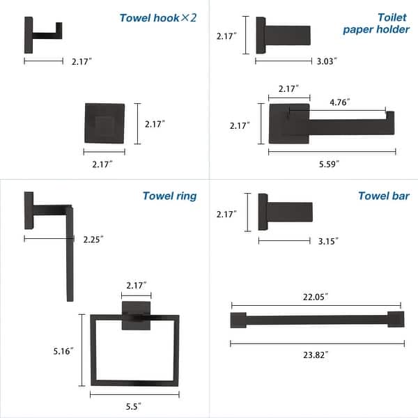 dimension image slide 2 of 5, PROOX 5 Piece Bathroom Hardware Sets