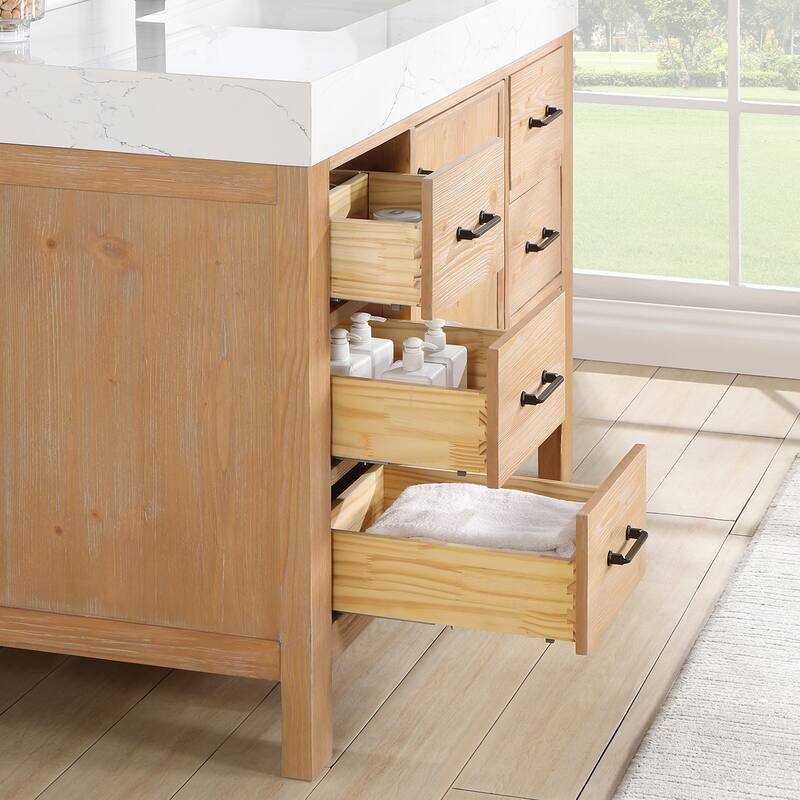 Leon 48 in. Single Bathroom Vanity with Composite Stone Top