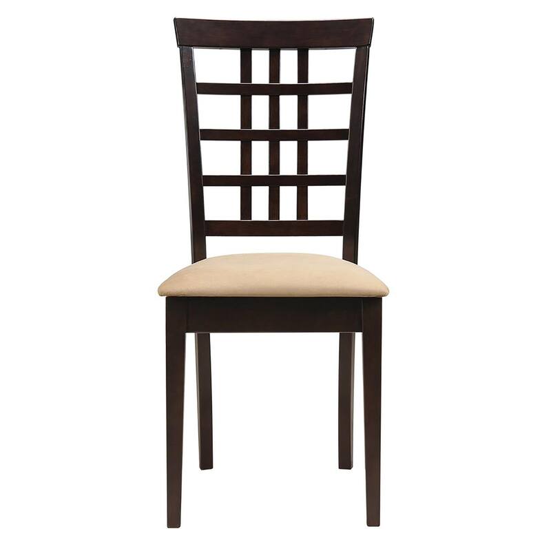 Lattice Back Side Chair,Dining Chair with Wooden Legs(Set of 2) - Brown