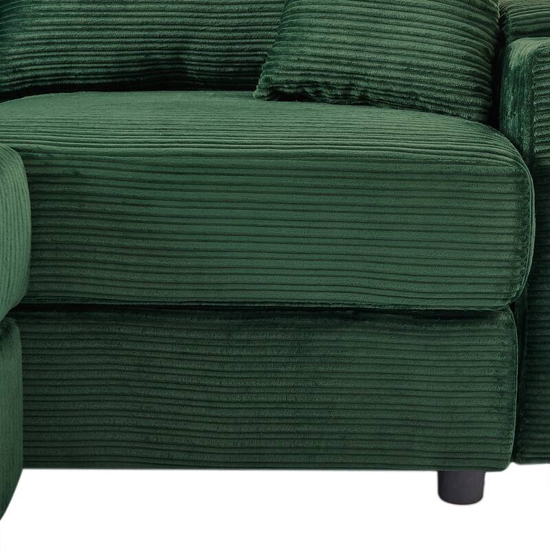 Modern Single Sofa with Movable Ottoman, Hidden Storage, USB Ports, Cup Holders and Phone Holder for Living Room