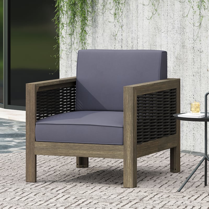 Outdoor Acacia Wood Club Chairs, 2-Pcs - Gray