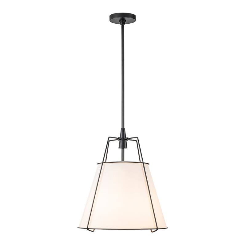Mid Century 4-Light Conical Fabric Shade Lantern Pendant Ambient Light