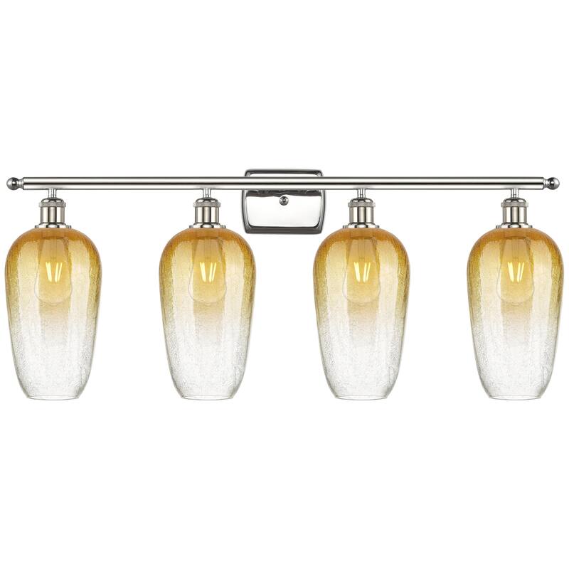 Innovations Lighting Endless Possibilities Ballston - Brookhaven Flute - 4 Light 37" Bath Vanity Light - Polished Nickel/Amber