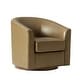 preview thumbnail 44 of 49, HULALA HOME Althea Modern Genuine Leather Swivel Barrel Chair with Solid Wood Base