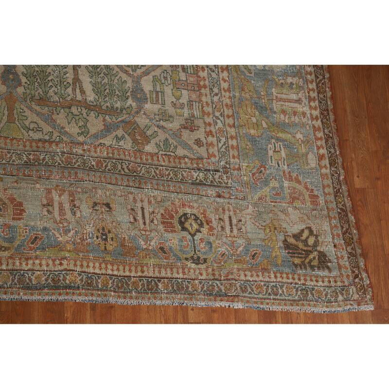 Hand Knotted Oriental 100% Wool Carpet Traditional All-Over Brown Bakhtiari Area Rug - 16' 2'' X 12' 2''