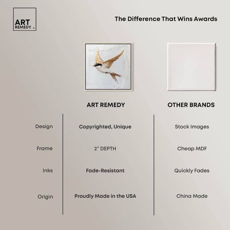 Simple Golden Swallow Canvas by Art Remedy