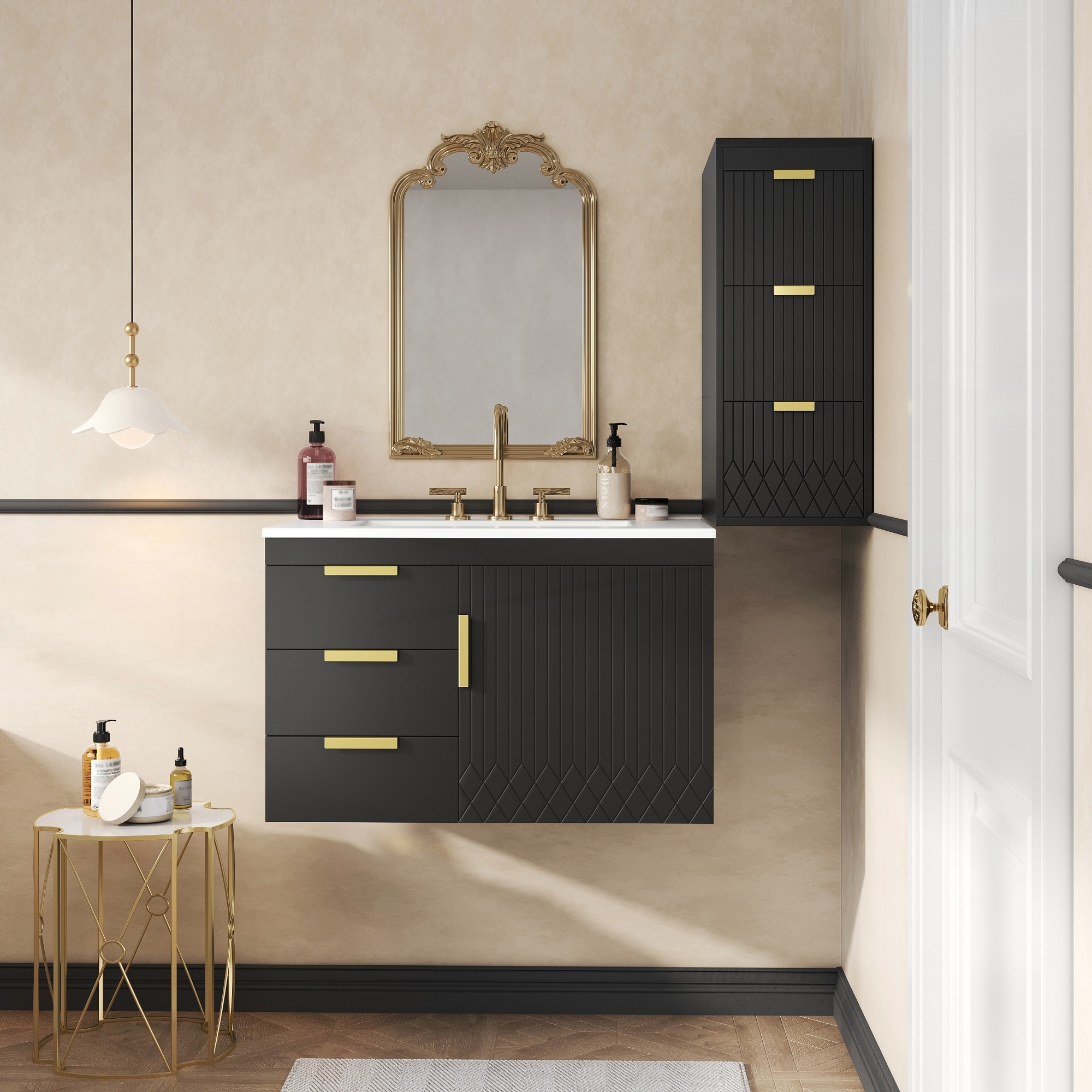 30" Wall Mounted Bathroom Cabinet with Side Cabinet Combo