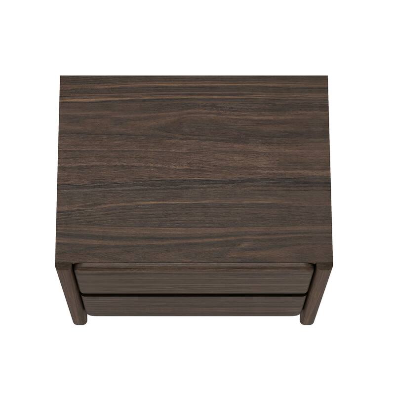 Modern Nightstand with 2 Drawers Wood Grain Texture Minimalist Design