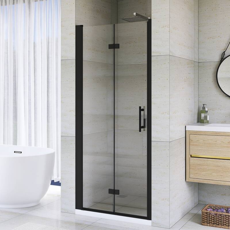 Bifold Framed Shower Door in Matte Black Finish