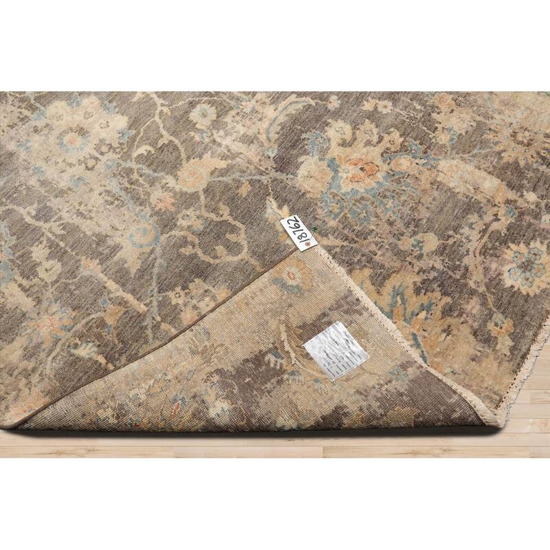 Multi Size Hand Knotted Blue Traditional Oushak Wool Oriental Area Rug - 7' 9'' x 9' 10''