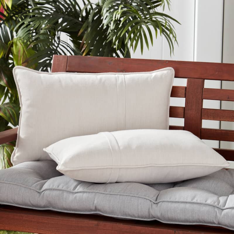Greendale Home Fashions Sunbrella 21" x 14" Rectangle Outdoor Throw Pillow (Set of 2) - Cast Pumice