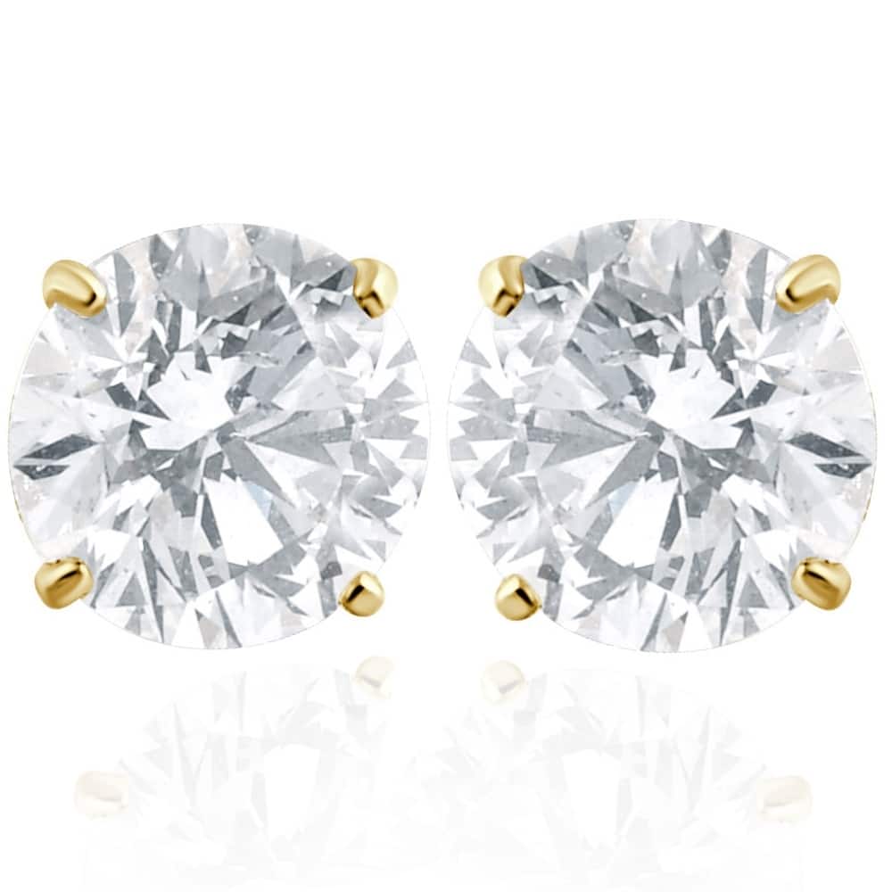 Bliss Diamond 2 Carat Lab Grown Diamond Studs Yellow Gold With Screw Backs