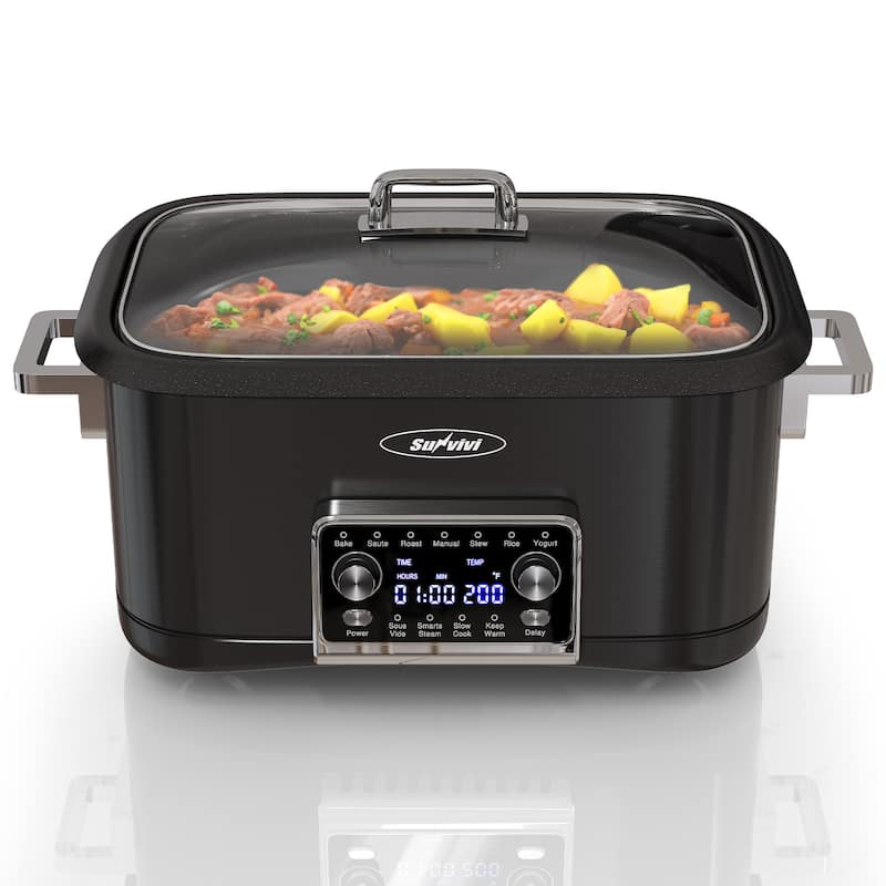 12-in-1 Digital Programmable Slow Cooker, 8 Quart Multi-Cooker - Black