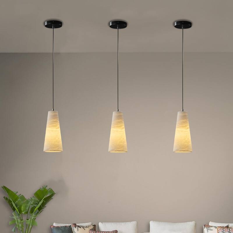 10 IN kitchen light fixture black hangable light alabaster pendant light