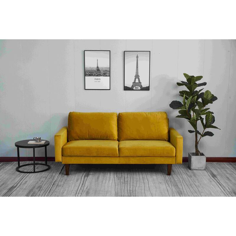 Velvet Square Arm Sofa - Goldenrod