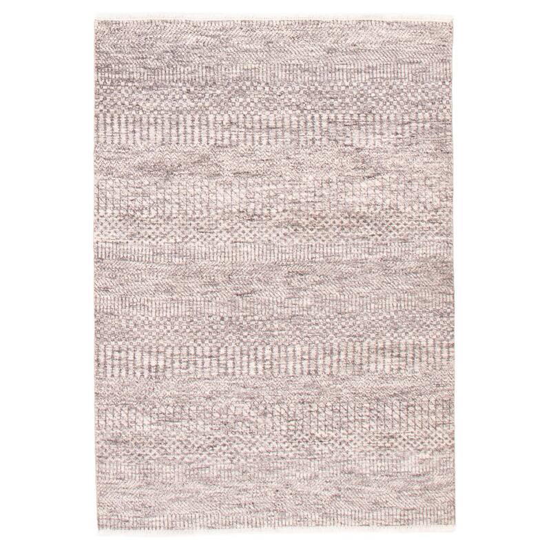 ECARPETGALLERY Hand-knotted Silk Shadow Grey Wool Rug - 4'10 x 6'11