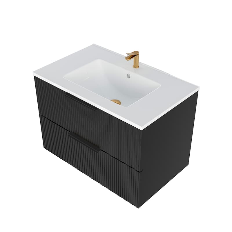 Wall Mounted Floating Bathroom Vanity Cabinet With Ceramic Sink