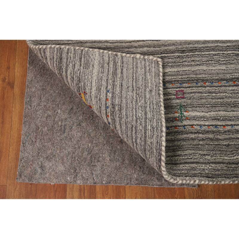 Hand Knotted Oriental 100% Wool Carpet Tribal Tribal Greys & Charcoal Gabbeh Area Rug - 7' 8'' X 5' 0''