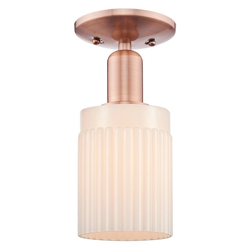Innovations Lighting Endless Possibilities Arcadia - Hadley - 1 Light 5" Semi-Flush Mount - Antique Copper/Matte White