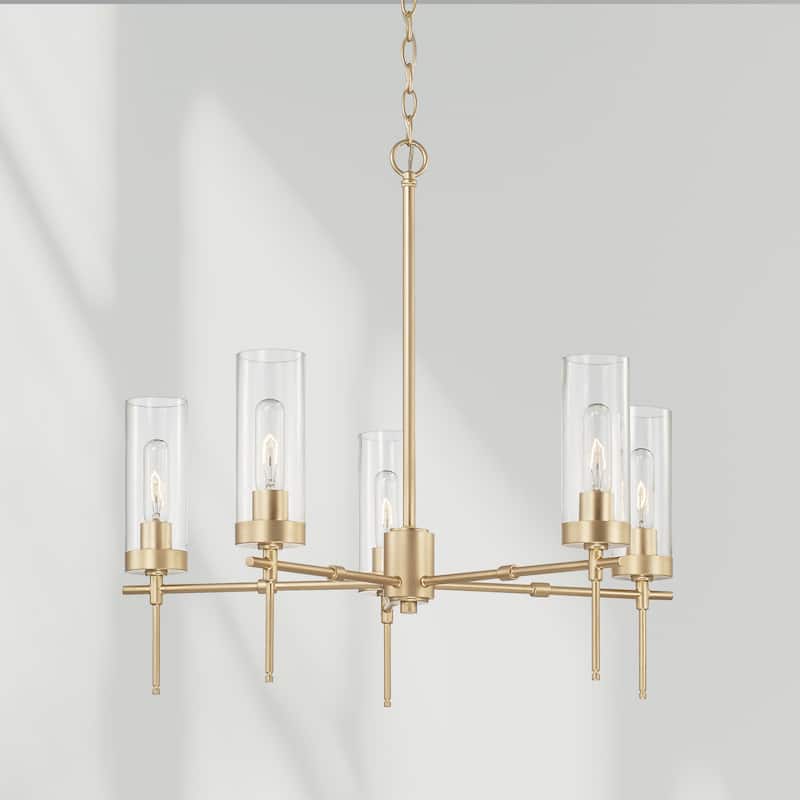 5-Light Hanging Chandelier w/ Clear Glass Shades