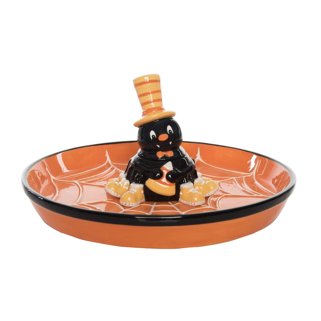 Transpac 12.25 in. Halloween Spider Chip and Dip Set of 2