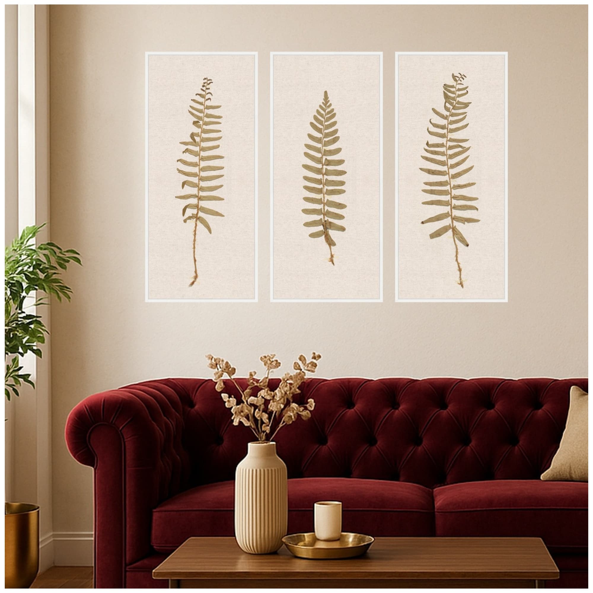 Kate and Laurel Plant Studies 3 3 Piece Framed Canvas Wall Art Set by The Smithsonian American Art Museum