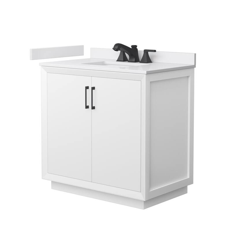 Wyndham Collection WCF4141-36S-VCA-US3MXX Strada 36" Free Standing - White / White Cultured Marble Top / Matte Black