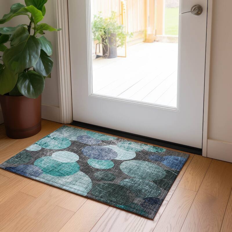 Allulo Contemporary Abstract Weather Resistant Timeless Fusion Runner Outdoor Rug