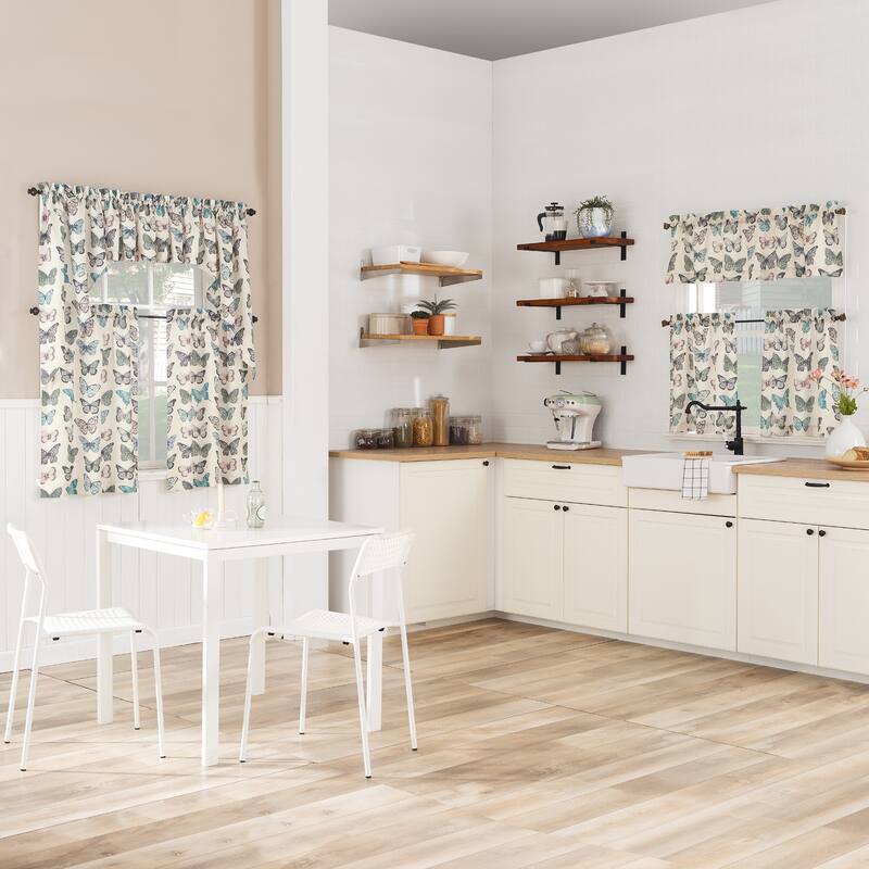 No. 918 Magdalena Crushed Voile Sheer Rod Pocket Kitchen Curtain Tier Pair
