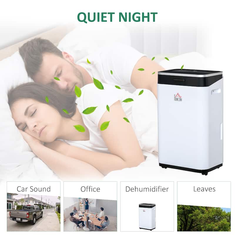 HOMCOM 215 sq.Ft Portable Quiet Dehumidifier for Home Laundry Room Bedroom Basement, 42pt Electric Moisture Air De-Humidifier