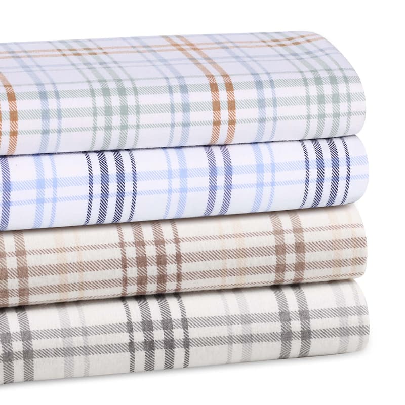 Superior Plaid Flannel Cotton Farmhouse Sheet Set