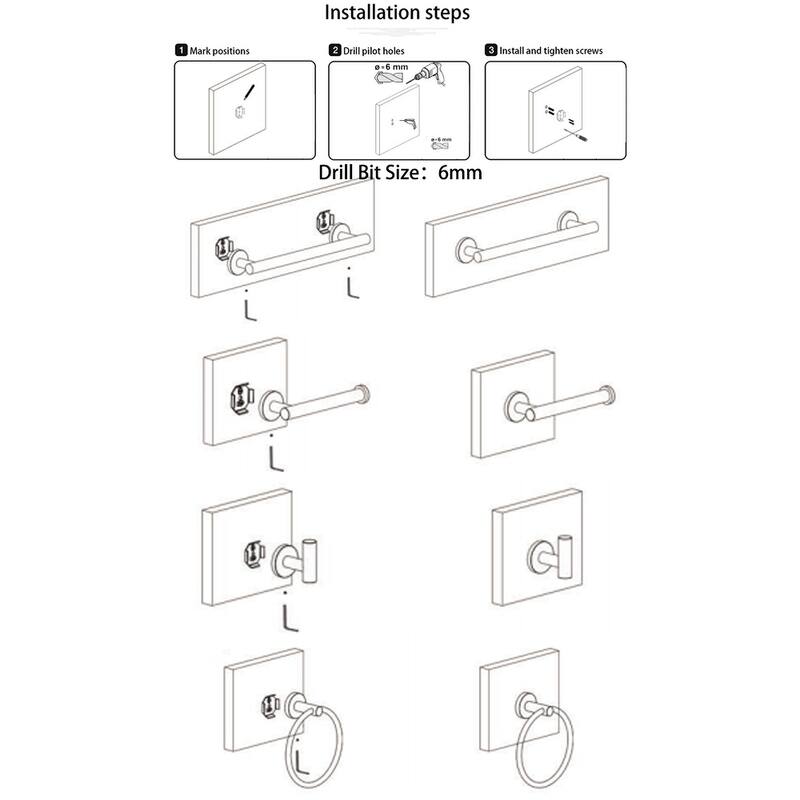 5-Piece Bath Hardware Set Towel Bar Towel Holder Set in Stainless Steel