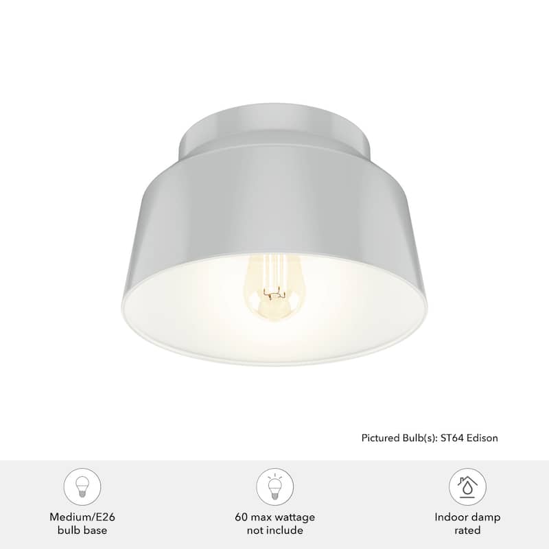 Hunter Cranbrook 1-Light Flush Mount Ceiling Light - Bathroom, Office, Hall, Kitchen - Mid-Century Modern - Damp Rated!