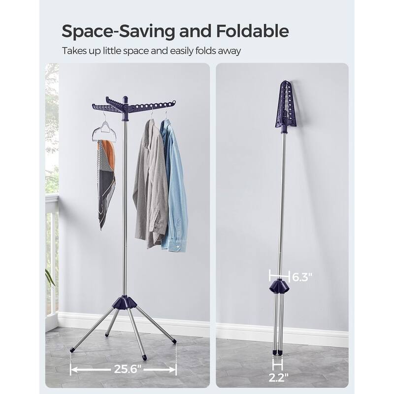 Stainless Steel Foldable Clothes Drying Rack with 360° Rotatable Arms Large Capacity and Space-Saving Design