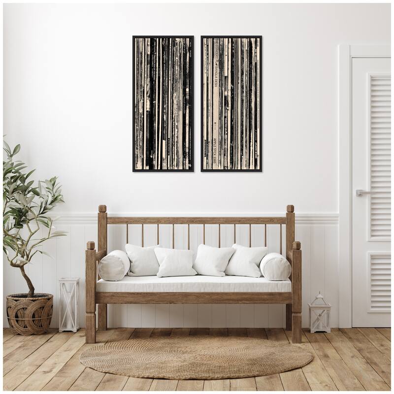 Kate and Laurel 33 RPM Black and White Panel No. 1 & 2 2 Piece Framed Canvas Wall Art Set by Robert Cadloff