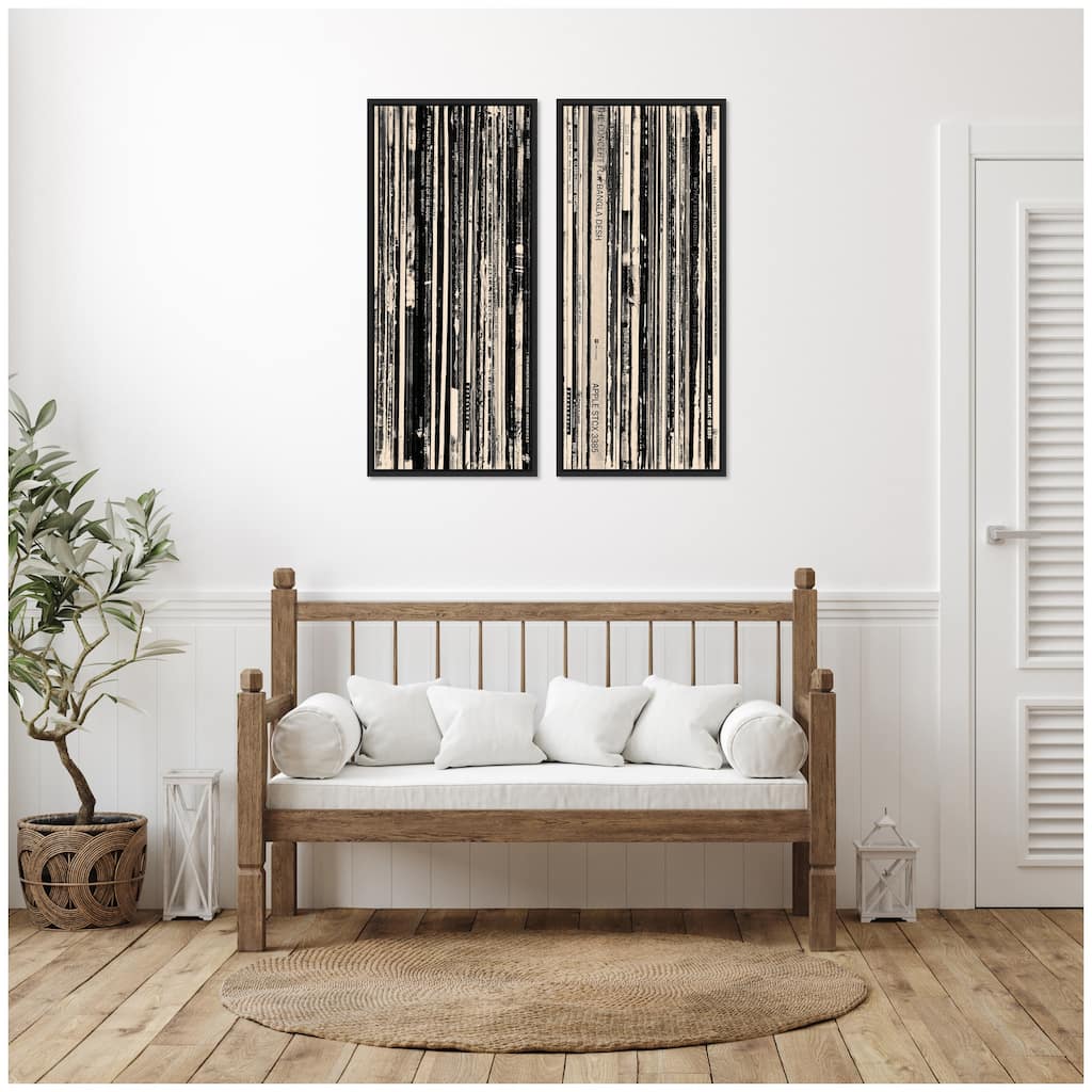 Kate and Laurel 33 RPM Black and White Panel No. 1 & 2 2 Piece Framed Canvas Wall Art Set by Robert Cadloff