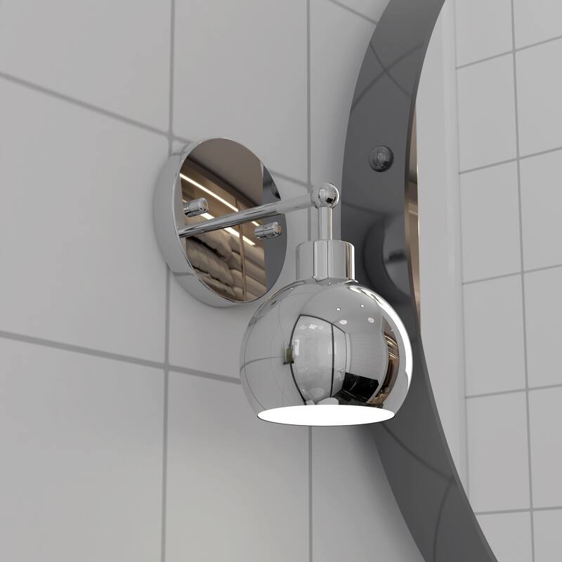 OROMA HOME Hannes 1-Light Dome Shade Dimmable Metal Bathroom Vanity Sconce - Chrome