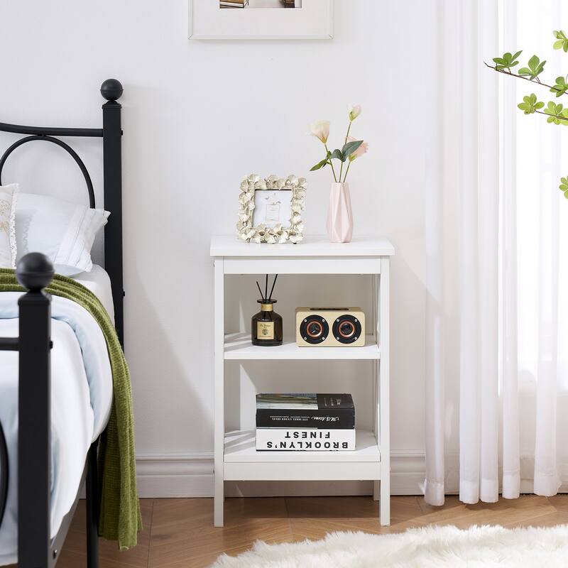 VECELO Modern End Tables with 3-Tier Open Storage Shelves X-Shaped Side Sofa Side Tables and Nightstands